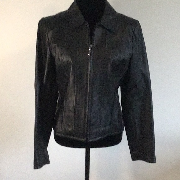 Moda International Black Leather Jacket - Picture 3 of 9